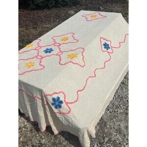 Vintage Chenille Bedspread Full Tufted Bedding Floral Cottagecore MCM